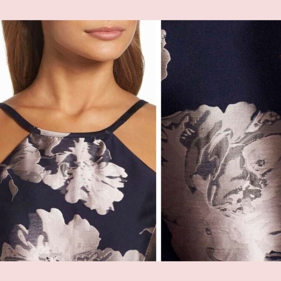 NWT XSCAPE [ 12 ] Satin Halter Neck Fit & Flare Floral Print Mini Dress‎ - Picture 2 of 14